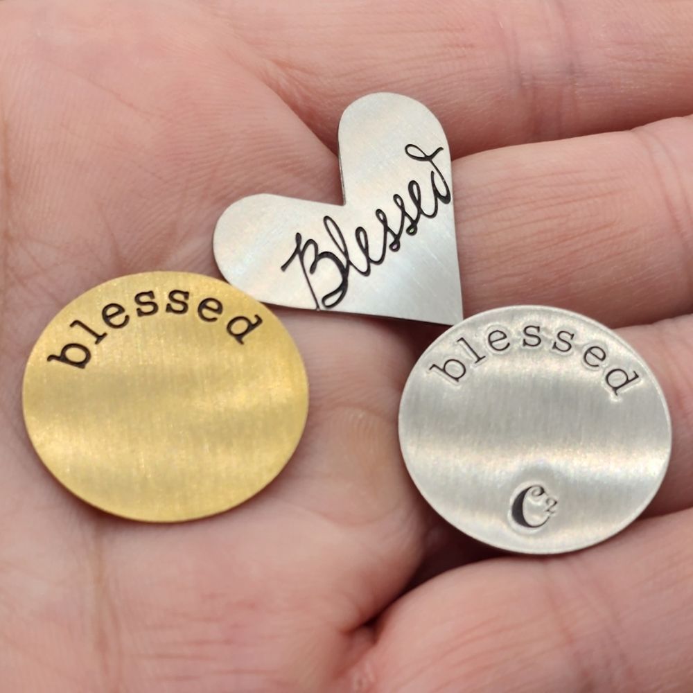 5/$21 🦉 O2 ORIGAMI OWL SILVER HEART / GOLD BLESSED PLATE FOR LIVING LOCKETS